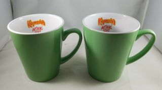 (2) Kahlua Green Anything Goes Coffee Mug Cup 1999 Green Rare - Set Of 2