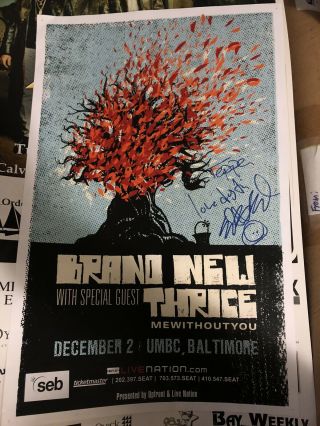 Thrice Show Poster Umbc Md 11x17 Signed Dustin Jesse Lacey Rare