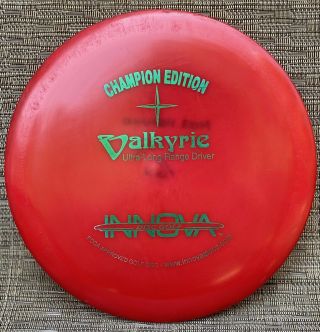 Rare Red Innova First Run Ce Valkyrie Golf Disc Champion Edition Pfn Pat 170g