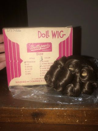 Vintage Dollspart Doll Wig Size 6 Light Brown Princess Wig