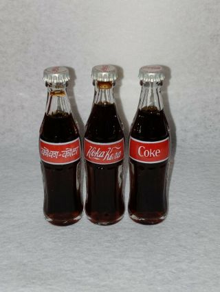 Rare Mini Bottles Coca Cola From India Russia Usa & Santa Claus.  Miniatures