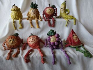 Eight 8 Rare Fruit Shelf Sitters,  Anthropomorphic Resin Figures