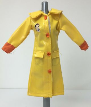 Vintage Tagged Disney Yellow Snow White Rain Coat Jacket For Barbie Doll