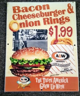 Very Rare Vintage A & W Root Beer Drive - In Restaurant " Cheesburger " Poster Sign