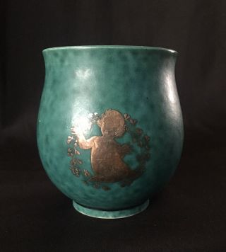 Rare Vintage Gustavsberg Argenta Wilhelm Kage Art Deco Sterling Putti Cameo Vase