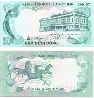 South Vietnam 50 Dong (1972) Pick 30,  Xf - Au Rare