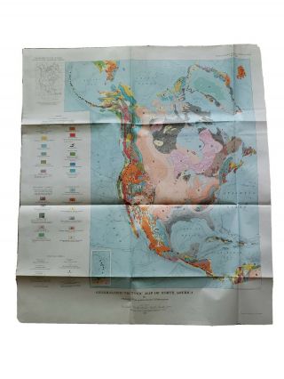Generalized Tectonic Map Of North America - Usgs - Geological Map - 1972