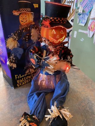 Rare Top Hat Jack O Lantern Fiber Optic Pumpkin Halloween