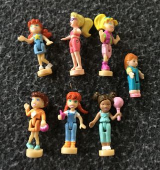 6 Vintage 2002 Polly Pocket Bluebird Small Figures Dolls Mattel