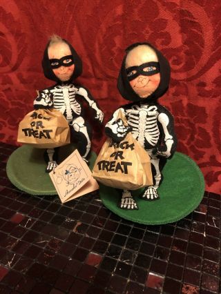2 Annalee Mobility Halloween Doll Dolls Trick Or Treat Skeleton Kids Kid Costume