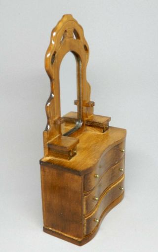 Vintage Wooden Dresser With Mirror Dollhouse Miniature 1:12 2