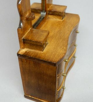 Vintage Wooden Dresser With Mirror Dollhouse Miniature 1:12 3