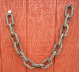 Big - Heavy Length Of Early Blacksmith Forged Iron Chain,  Awesome Looking Wear