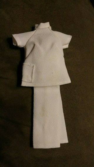 Vintage Barbie Doll Clothes Set White Top Pants Suit Nurse Doctor Scrubs Clinton