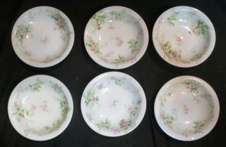 Antique Theodore Haviland Limoges France Pink Running Rose 6 Butter Pats 3 1/8 "