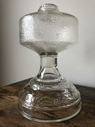 Antique Glass Oil Kerosene Lamp Base Vtg Vintage