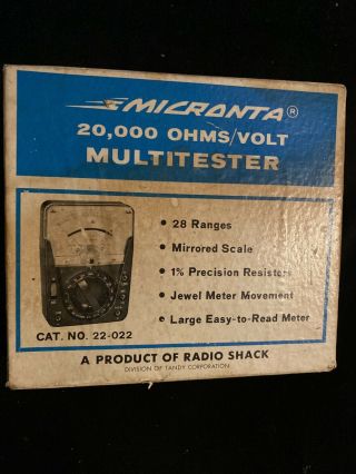 Vintage Micronta Multitester 20,  000 Ohms/volt 22 - 022,