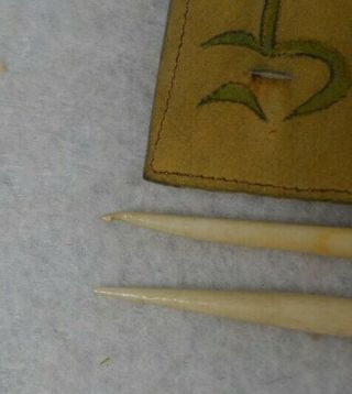 sewing crochet hook awl small kit carved bovine bone Victorian tools antique 3