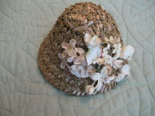 Pretty Straw Hat Of Vintage Materials For Madame Alexanader Cissy & Others
