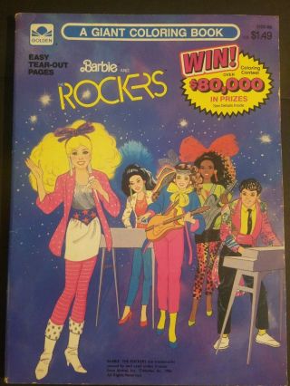 Barbie And The Rockers A Big Coloring Book Golden Vintage 1986 Mattel