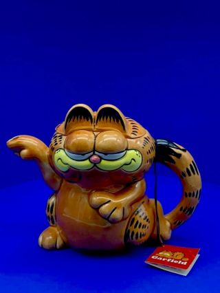 Vintage Rare Enesco Garfield Teapot Figurine Ceramic 1978 - 1981 Japan