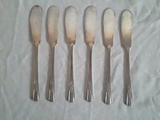 6 Wm Rogers Silver Plate Butter Knives