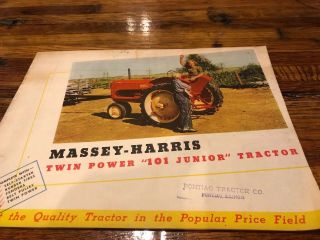 Massey Harris Twin Power 101 Junior Tractor Brochure Antique Vintage Old Sign