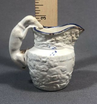 Rare Miniature Molded 19th Century Staffordshire Pearlware Pottery Hunt Jug 2