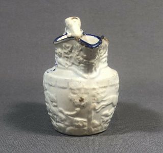 Rare Miniature Molded 19th Century Staffordshire Pearlware Pottery Hunt Jug 3