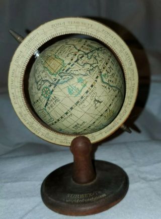 Vintage Wooden Decorative Desk Globe With Wood Base.  Made In Hong Kong