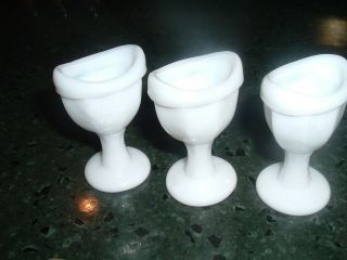 Group Of 3 Vintage / Antique Medical Eye Wash Cups Milk Glass