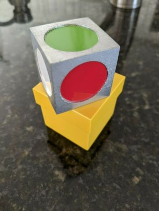 Vintage Rare Magic Trick Color Vision By Adams Aluminum Cube With Yellow Box