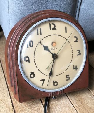 Rare Antique Art Deco Telechron Electric Wall Kitchen Clock Model 2h07