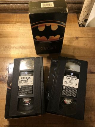 Rare Oop Batman 1 & 2 Vhs Box Set Video Tape Tim Burton Movies Returns Dc Comics