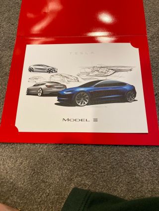 Rare Tesla Model 3 Sketch Design Print - Reservation Gift - W/ Envelope