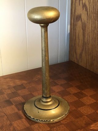 Cool Vintage Painted Wood Gold Hat Or Wig Stand 9.  5”