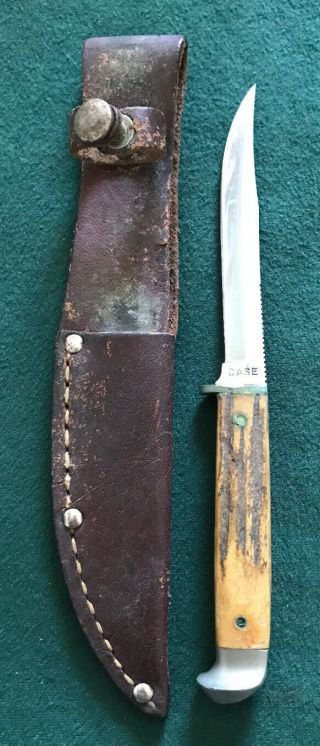 Vintage Case Usa 1920 - 40’s Fixed Blade Stag Handle Knife Fishing Hunting Rare.