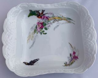Rare H & C Haviland Limoges Meadow Visitor Pattern Butterfly Serving Bowl 10 1/2