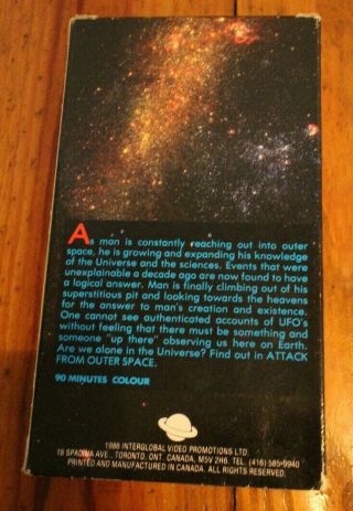 Very Rare ATTACK FROM OUTER SPACE Alien UFO VHS Tape Conspiracy GREAT 2