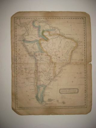 Antique 1823 South America Dated Handcolored Map Patagonia Brazil Amazonia Rare