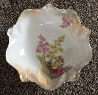 Antique Rs Prussia Hand Painted Flowers Footed Bowl