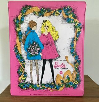 Mattel The World Of Barbie Doll Double Trunk Carrying Case 1968 Pink Vintage