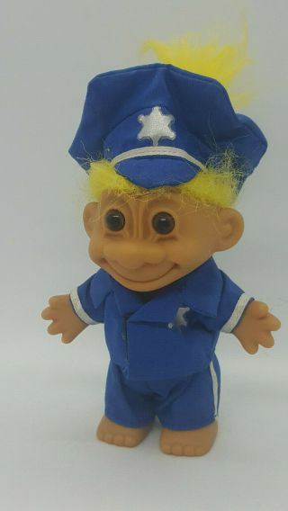 Vintage Russ 4.  5 " Policeman Troll Doll Police Officer