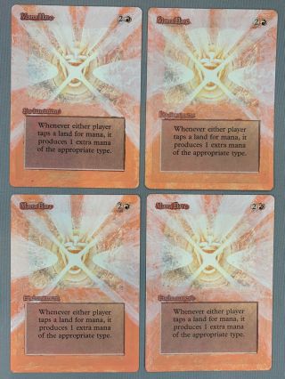 Mana Flare X4 - Altered Art - Hand Painted Mtg - Revised - Moderate Play Backs