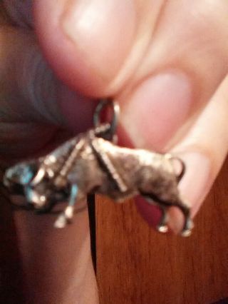 Vintage Sterling Silver Spirit Animal Bull From Spain Pendant