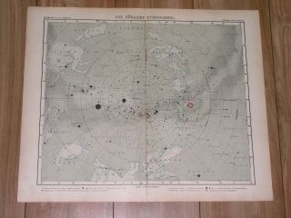1922 Vintage Map Of Southern Sky Hemispheres Heavens Astronomy Stars