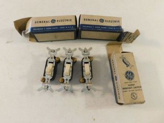 Vintage Ge Silent Mercury Light Single Pole 3 Ea Ge5521 - 2 Boxes And Screws Ivory