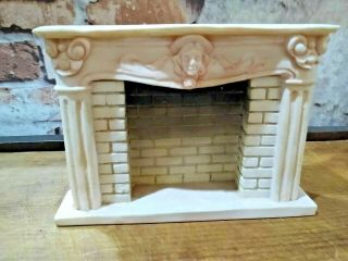 Vintage Resin Doll House Fireplace Pink With White Brick Scale 1/12th