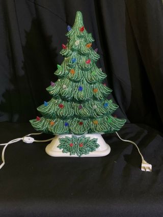 Vintage Rare Ceramic Christmas Tree Multi - Color Bulbs