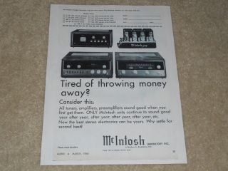 Mcintosh Ad,  1966,  275 Tube Amplifier,  Mr 71 Tuner,  C24 Preamp,  1 Page,  Rare
